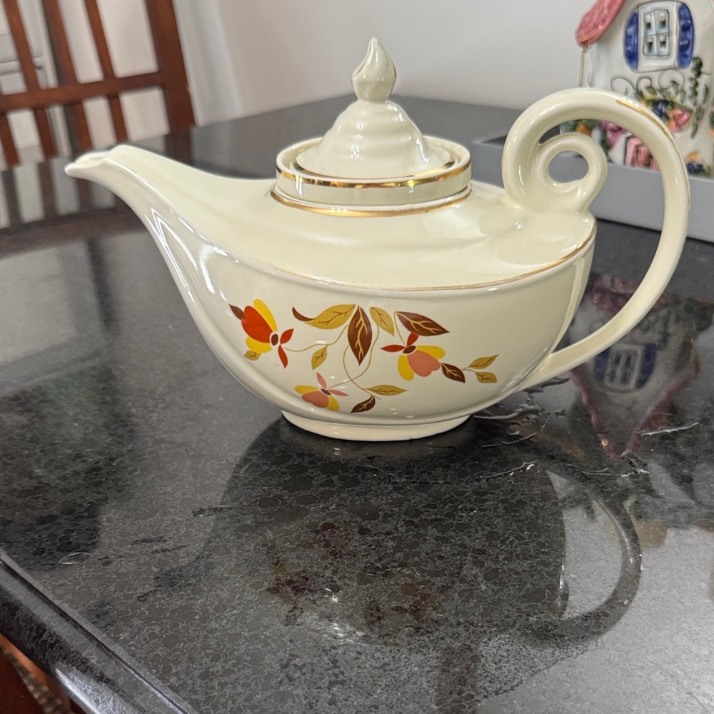 Elegant Floral Cream Teapot